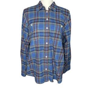 Lauren Ralph Lauren Jeans Blue Plaid Button Front Shirt Top Size LARGE